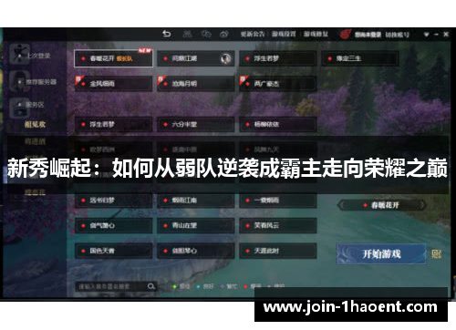 新秀崛起：如何从弱队逆袭成霸主走向荣耀之巅